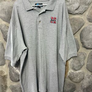 Nebraska Huskers Embroidered Polo Shirt Gray Size 3XLT Large